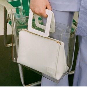 STAUD Clear Tote with White Insert and Square Handles